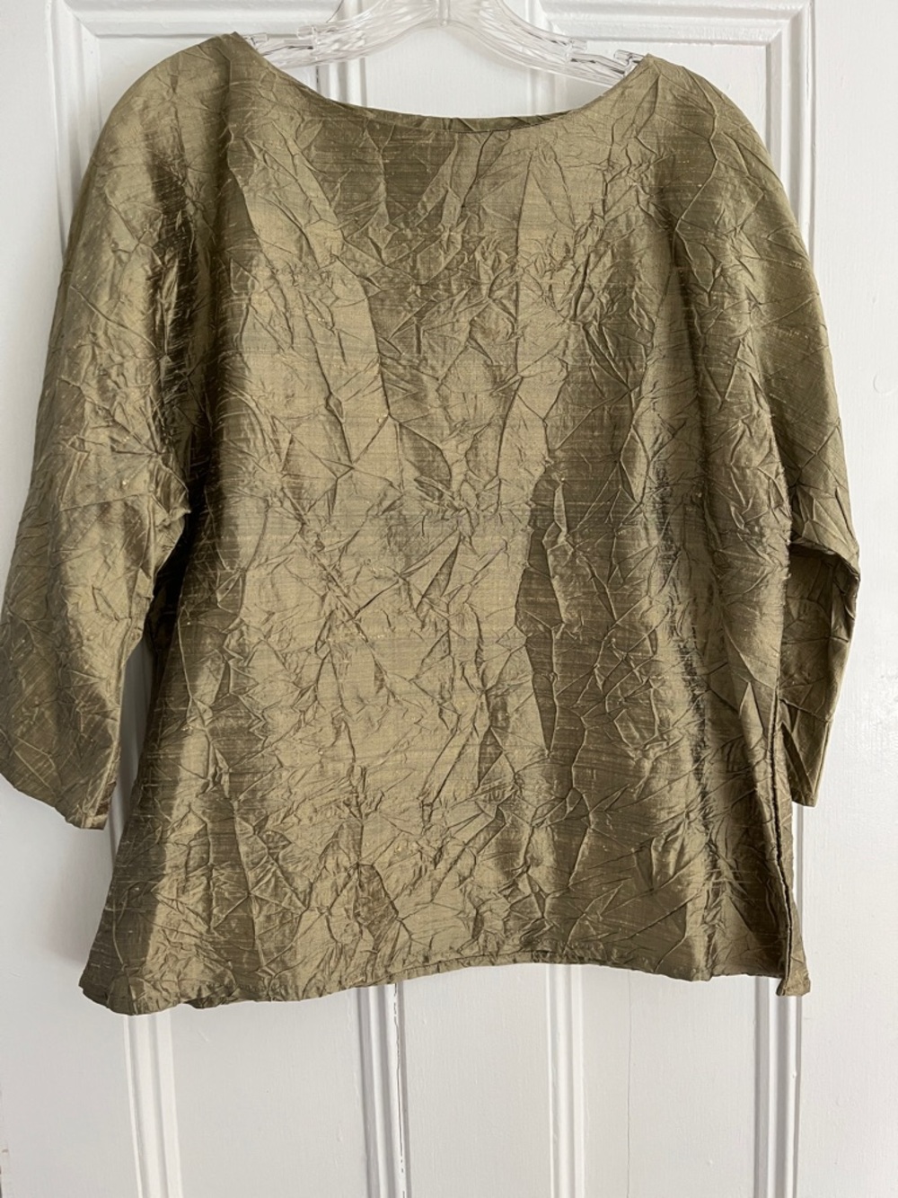 Gold Silk Puckered Boatneck Top Size M